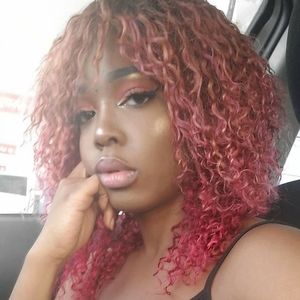 Kinky curly pink x orange human hair blended wig